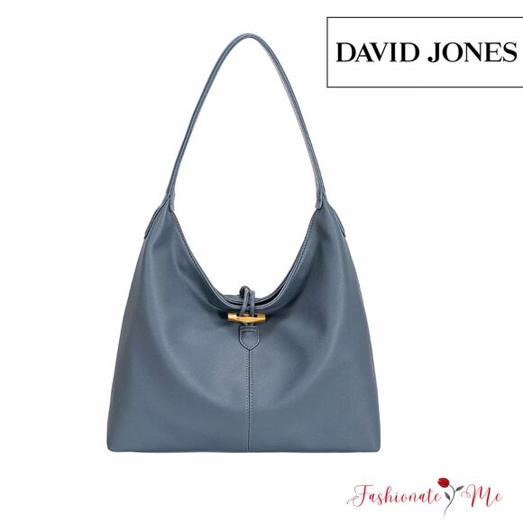 David Jones High Quality Leather Back Pocket Classic Hobo Shoulder Bag | Sea - Picture 1 of 7